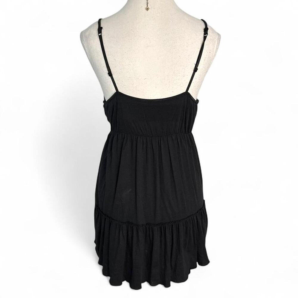 Black babydoll mini dress with adjustable straps ruffle hem Size XL bellaswan - Picture 2 of 5